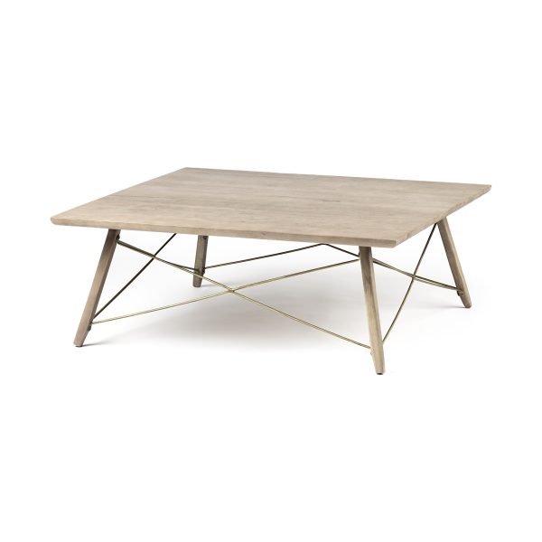 40" Brown And Black Solid Wood And Metal Square Coffee Table - Image 2