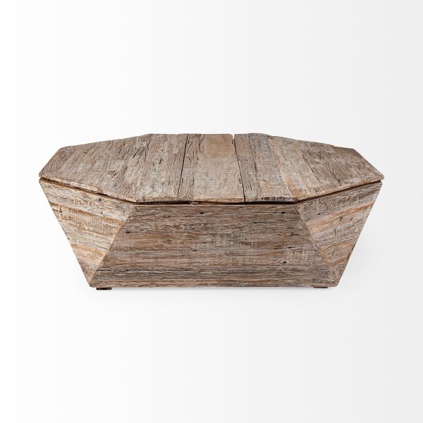 49" Natural Octagon Distressed Lift Top Coffee Table - Image 3