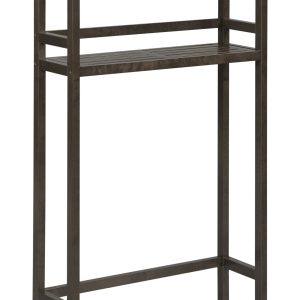 48" Espresso Finish 2 Tier Solid Wood Over Toilet Organizer