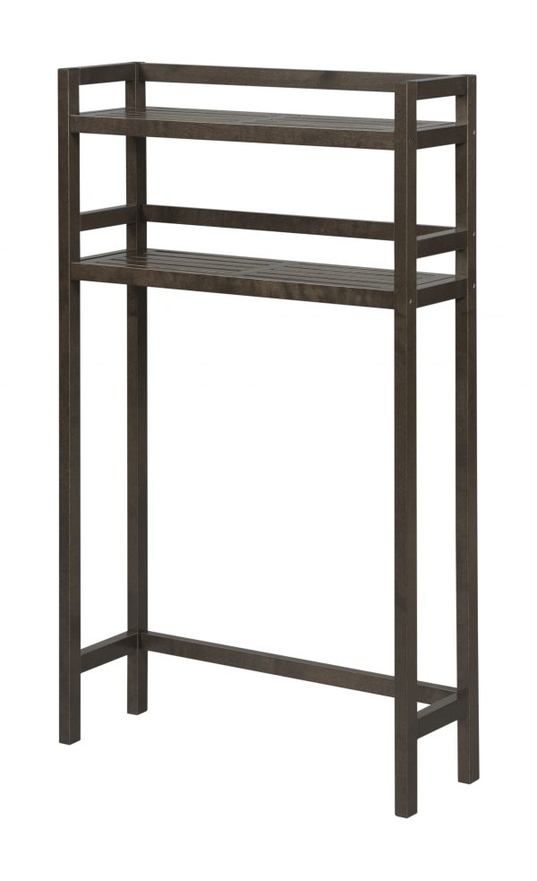 48" Espresso Finish 2 Tier Solid Wood Over Toilet Organizer - Image 3