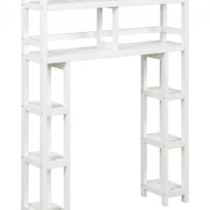 White Finish 2 Tier Solid Wood Over Toilet Organizer