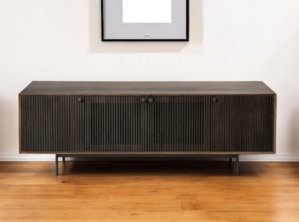 20" Brown Solid Wood Cabinet Enclosed Storage TV Stand - Image 2