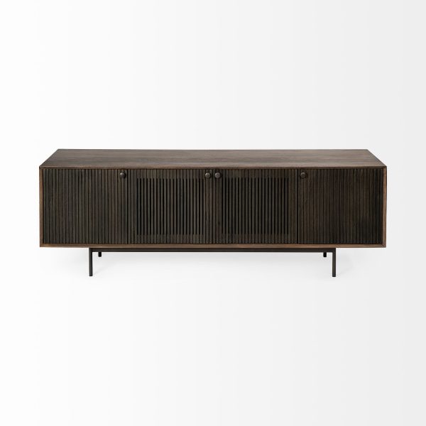 20" Brown Solid Wood Cabinet Enclosed Storage TV Stand - Image 3