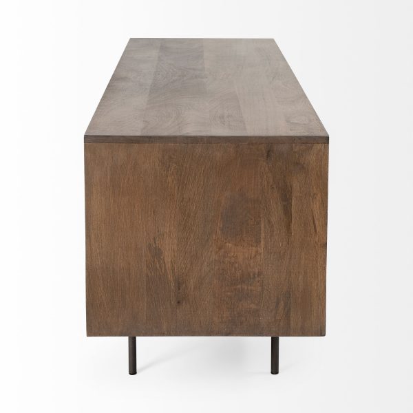 20" Brown Solid Wood Cabinet Enclosed Storage TV Stand - Image 4