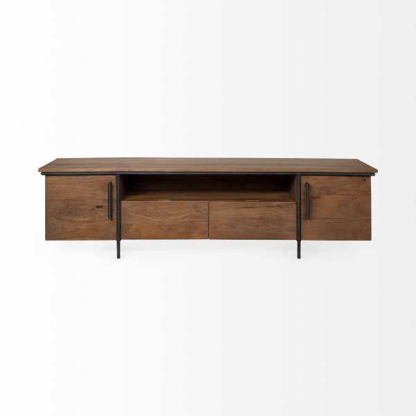 18" Brown and Black Solid Wood TV Stand - Image 3