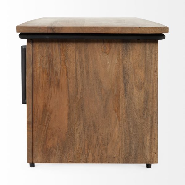 18" Brown and Black Solid Wood TV Stand - Image 4