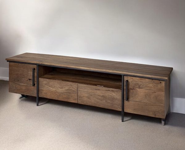 18" Brown and Black Solid Wood TV Stand - Image 2