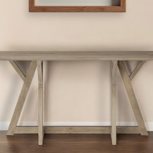 16" Brown Solid Wood Trestle Console Table