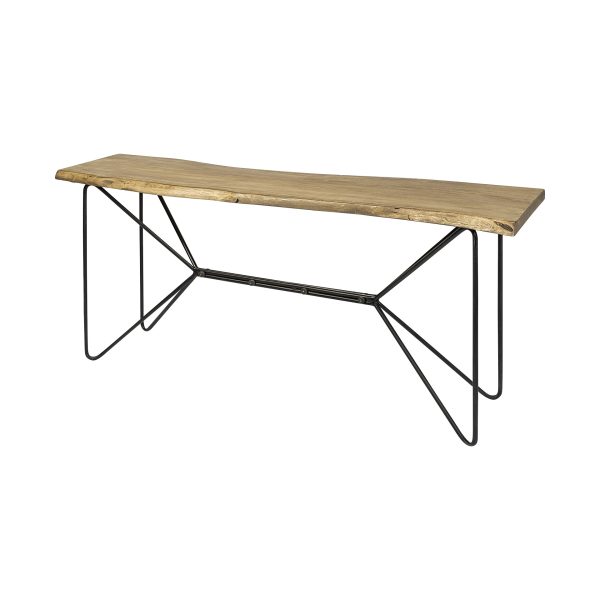 16" Brown and Black Solid Wood Abstract Console Table - Image 4