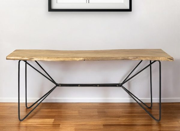 16" Brown and Black Solid Wood Abstract Console Table - Image 2