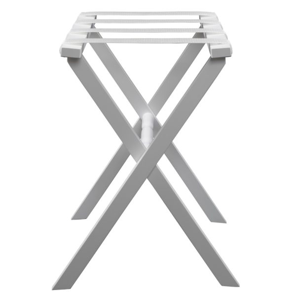 Hotel White Finish Wood Folding Luggage Rack With White Straps - Image 2