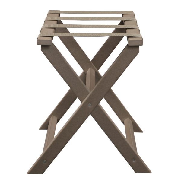 Earth Friendly Taupe Folding Luggage Rack With Dark Tan Straps - Image 2