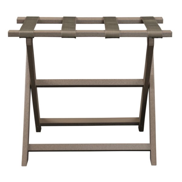 Earth Friendly Taupe Folding Luggage Rack With Dark Tan Straps - Image 3