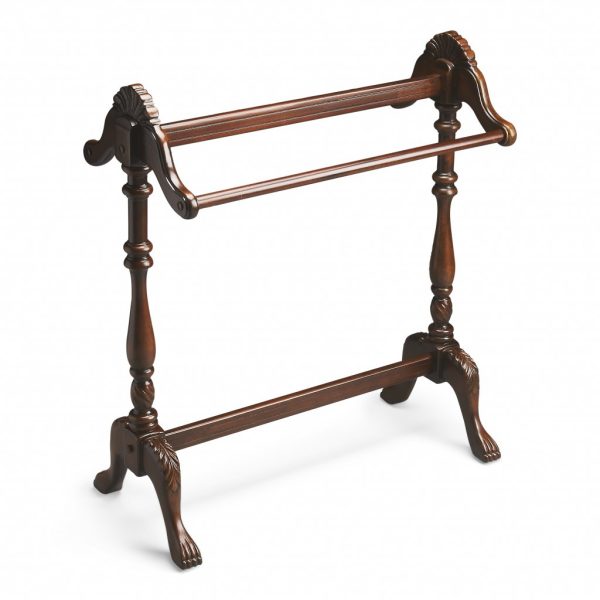 Dark Brown Finish Hand Harved Wooden Blanket Stand - Image 2