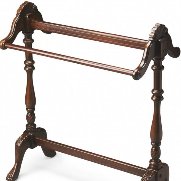 Dark Brown Finish Hand Harved Wooden Blanket Stand - Image 3