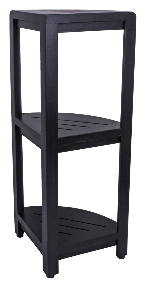 Gray Teak 32" Curvilinear Corner Shower Tiered Shelf - Image 2