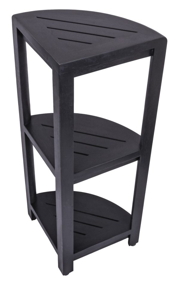 Gray Teak 32" Curvilinear Corner Shower Tiered Shelf - Image 3