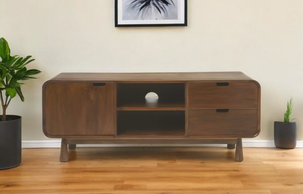 50" Brown Mid Century Modern Wood TV Stand - Image 2