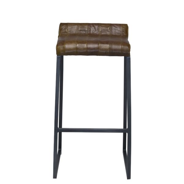28" Black Upholstered And Iron Low Back Bar Height Bar Chair - Image 2