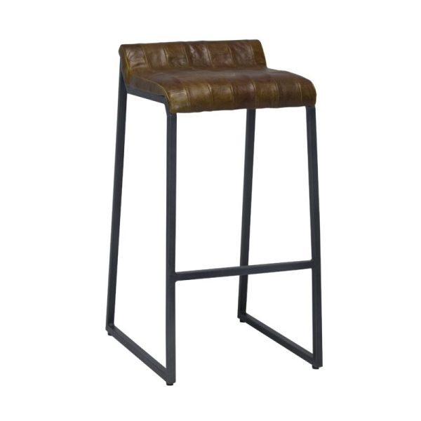 28" Black Upholstered And Iron Low Back Bar Height Bar Chair - Image 3