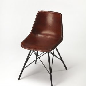 21" Brown And Black Faux Leather Side Chair