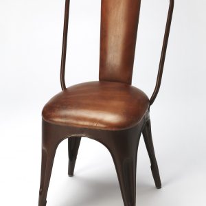 18" Brown Faux Leather Side Chair