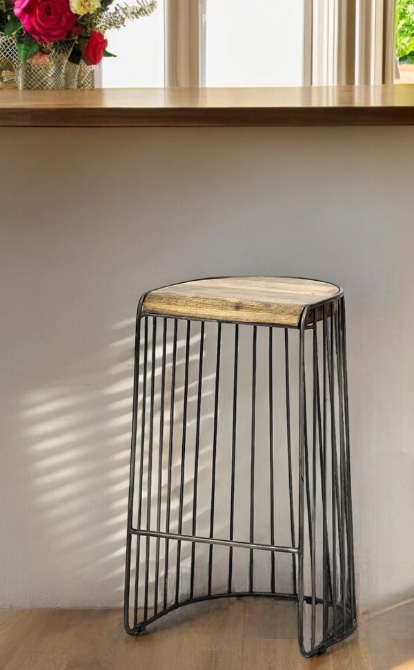 29" Light Brown Iron Backless Bar Chair - Image 2