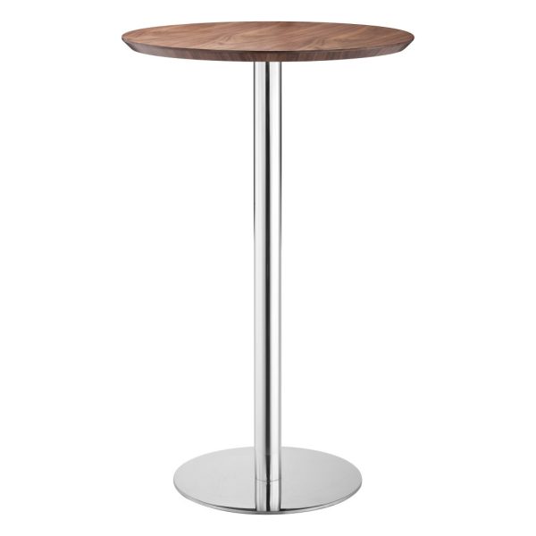 26" Brown and Silver Round Stainless Steel Pedestal Bar Table - Image 2