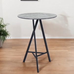 32" Gray and Black Rounded Steel Bar Table