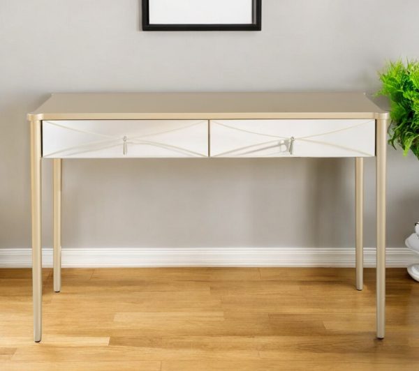 48" Champagne Mirrored Glass Console Table - Image 2