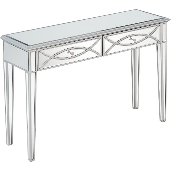 Silver Glass Mirror Console Table - Image 2