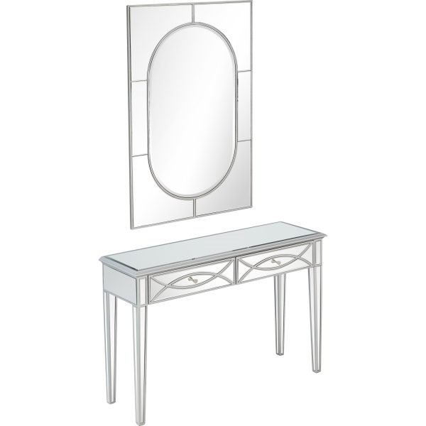 48" Silver Mirrored Glass Console Table And Drawers - Image 2