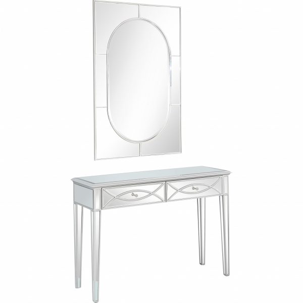 48" Silver Mirrored Glass Console Table And Drawers - Image 3