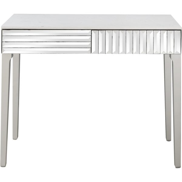 40" Silver Mirrored Glass Console Table