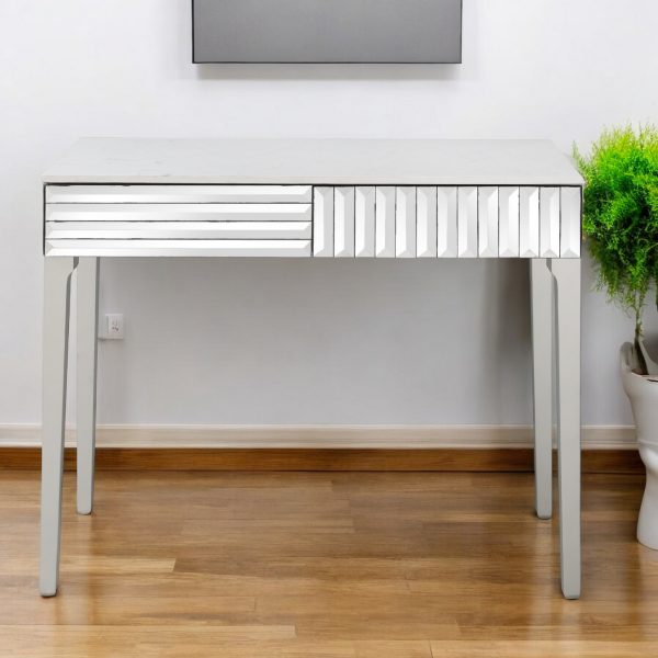 40" Silver Mirrored Glass Console Table - Image 2