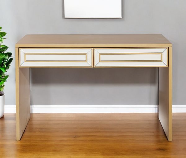 48" Gold Mirrored Glass Console Table - Image 2
