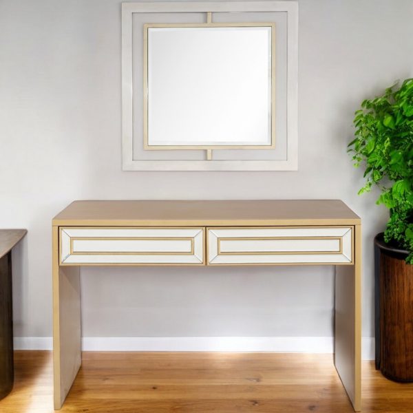 Antiqued Gold Finish Mirror and Console Table - Image 2