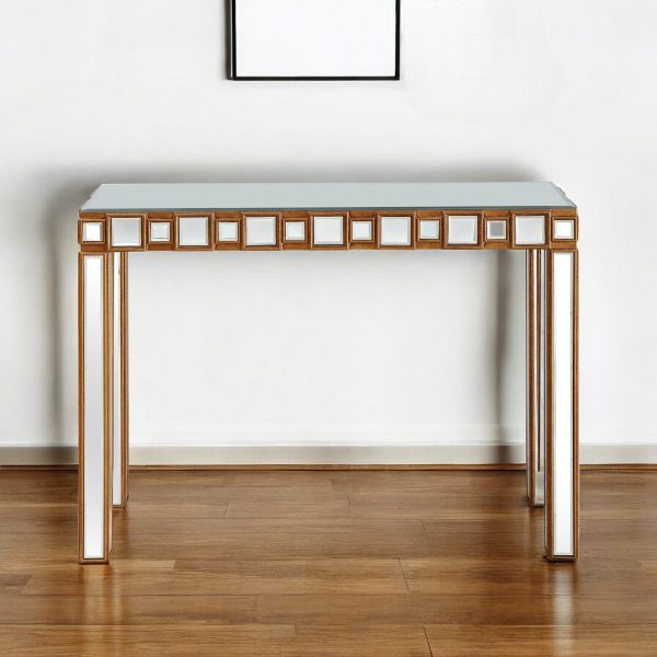 43" Gold Mirrored Glass Console Table - Image 2