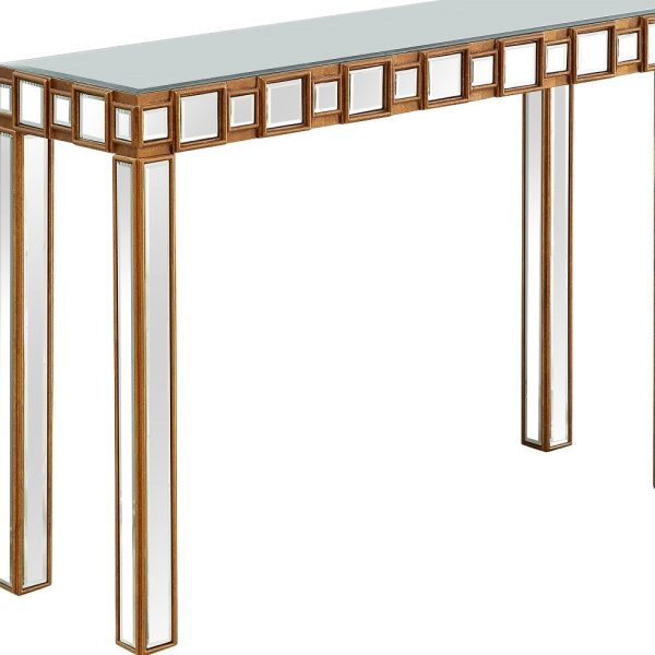 43" Gold Mirrored Glass Console Table - Image 4