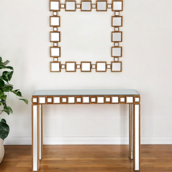 43" Gold Mirrored Glass Console Table - Image 2