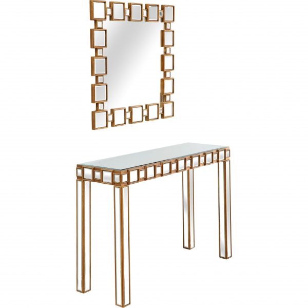 43" Gold Mirrored Glass Console Table - Image 4