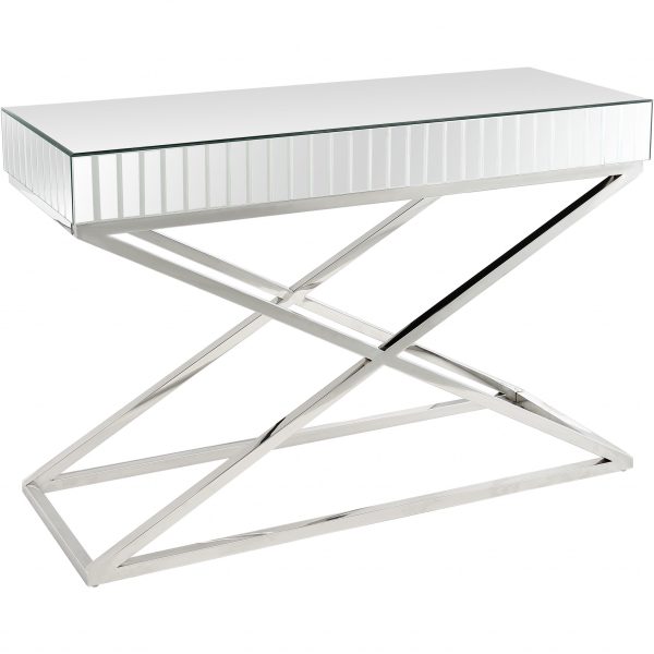 47" Silver Mirrored Glass Console Table - Image 3