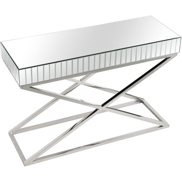 47" Silver Mirrored Glass Console Table - Image 4