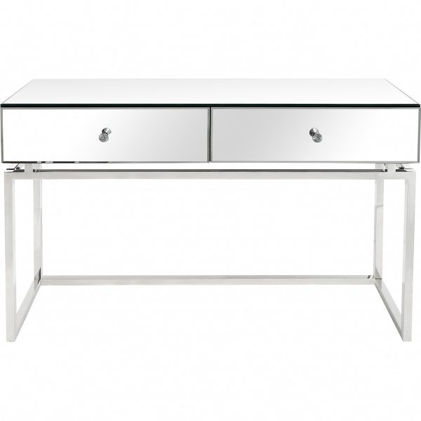 47" Silver Mirrored Glass Frame Console Table And Drawers - Image 4