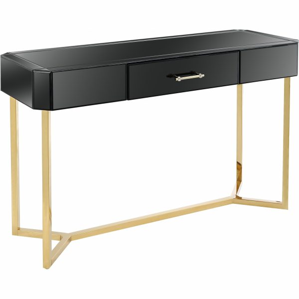 47" Black Mirrored Glass Console Table - Image 4