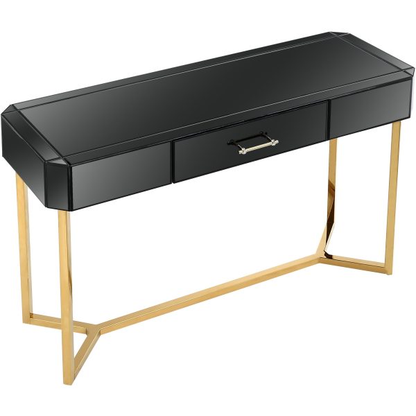47" Black Mirrored Glass Console Table - Image 3