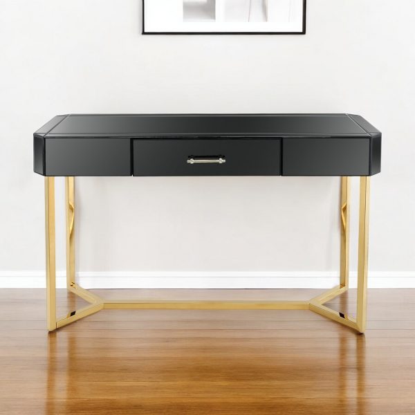 47" Black Mirrored Glass Console Table - Image 2