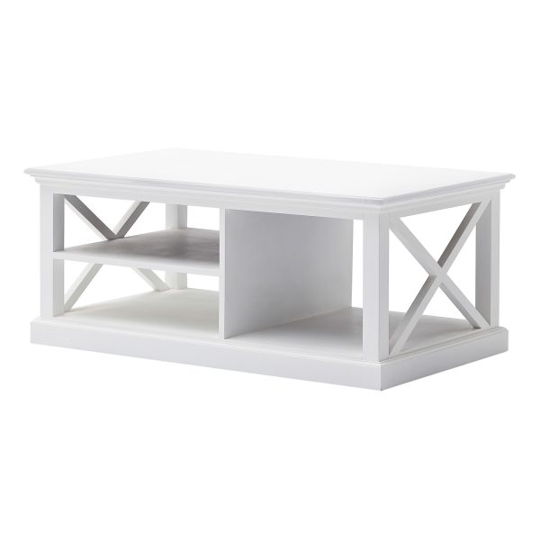 47" White Solid Wood And Solid And Manufactured Wood Coffee Table With Three Shelves - Image 3