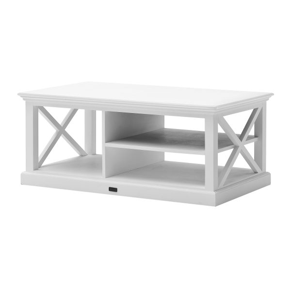 47" White Solid Wood And Solid And Manufactured Wood Coffee Table With Three Shelves - Image 4