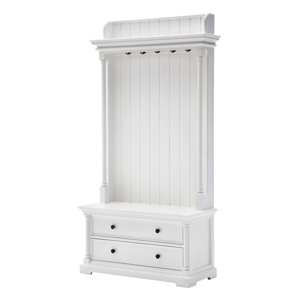 Classic White Hall Tree Coat Rack with Drawers - Image 2